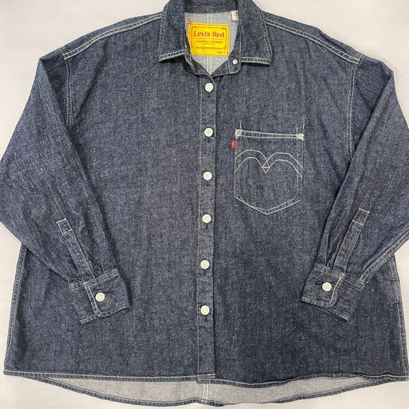 ~ LEVI'S RED Very Oversized Sm Button-Up Shirt Denim Unisex Positively Superior - Picture 2 of 14